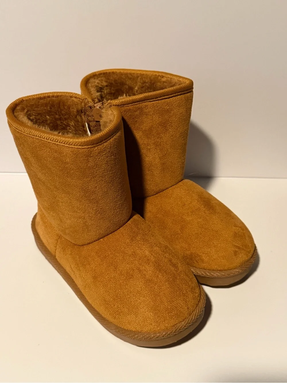 Toddler Chestnut Tan Suede Fur-Lined Winter Boots